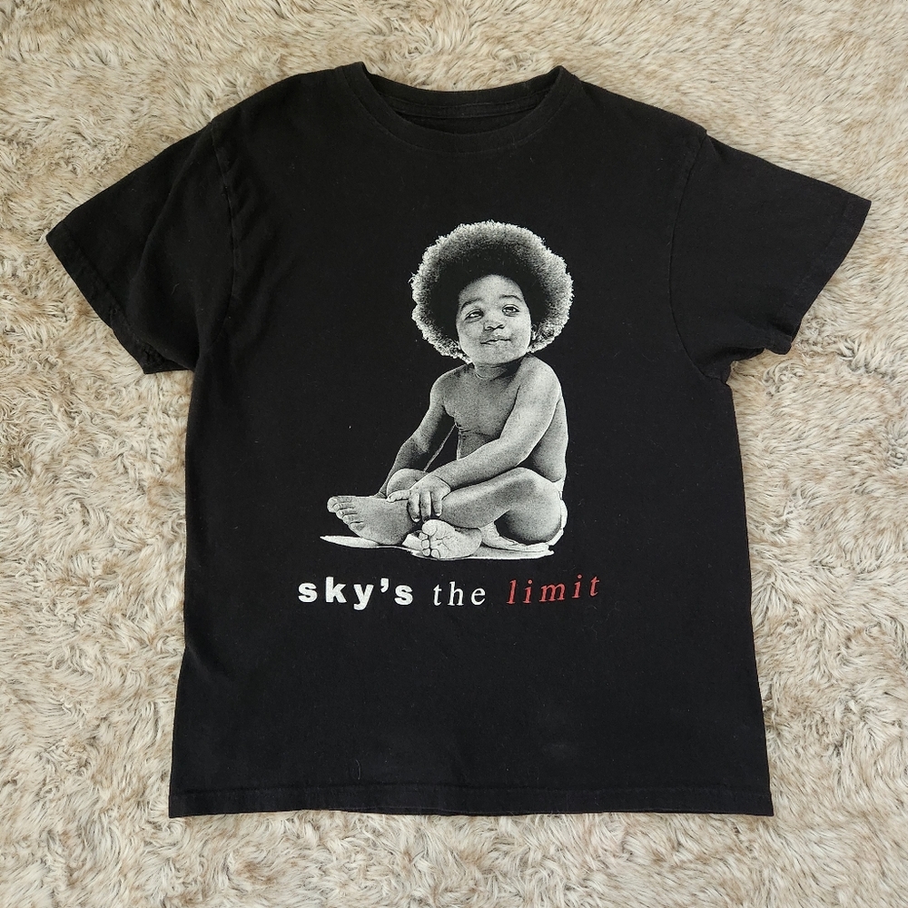 Notorious B.I.G Sky's The Limit Black Crewneck T-shirt Unisex‎ Size Medium